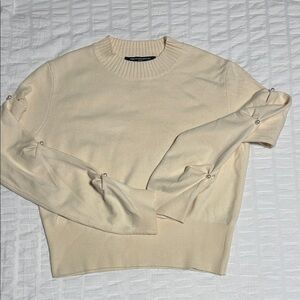 French Connection Cream Sweater with Pearl Details